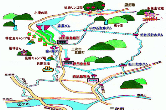 高暮ダムの周辺案内図